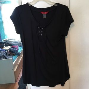 Black stretchy lace up top